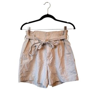 Jag Light Khaki Linen Blend Belted Pleat Shorts Women's Size 6